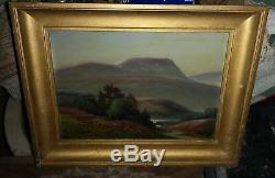 Table Oil On Wood Mountain Basque Bertrand Signed Flowering Heather