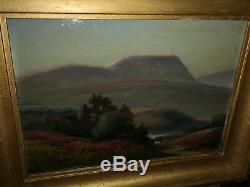 Table Oil On Wood Mountain Basque Bertrand Signed Flowering Heather