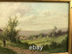 Table Oil On Wood Panel Signed Bertin Jura Landscape In 1880
