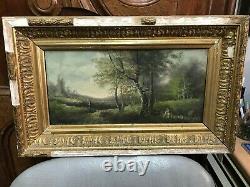 Table Oil On Wood Panel Signed Ch Henry Jura Landscape In 1880