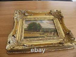 Table Oil On Wood Signed Ba-carvers - Gilders Golden Wood Frame