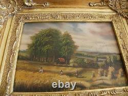 Table Oil On Wood Signed Ba-carvers - Gilders Golden Wood Frame