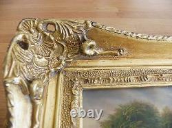 Table Oil On Wood Signed Ba-carvers - Gilders Golden Wood Frame