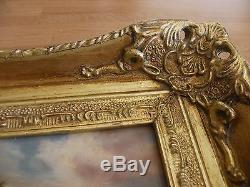 Table Oil On Wood Signed Ba-carvers & Gilders Golden Wood Frame