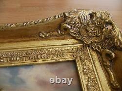 Table Oil On Wood Signed Ba-carvers - Gilders Golden Wood Frame