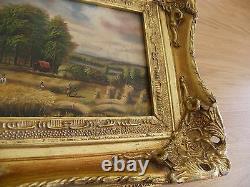 Table Oil On Wood Signed Ba-carvers - Gilders Golden Wood Frame