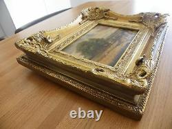 Table Oil On Wood Signed Ba-carvers - Gilders Golden Wood Frame