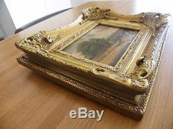 Table Oil On Wood Signed Ba-carvers & Gilders Golden Wood Frame