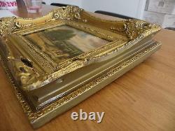 Table Oil On Wood Signed Ba-carvers - Gilders Golden Wood Frame