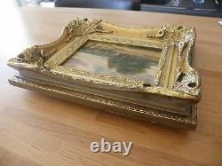 Table Oil On Wood Signed Ba-carvers - Gilders Golden Wood Frame