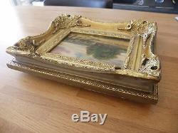 Table Oil On Wood Signed Ba-carvers & Gilders Golden Wood Frame