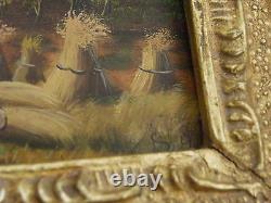 Table Oil On Wood Signed Ba-carvers - Gilders Golden Wood Frame