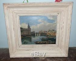 Table Oil Painting On Wood Concarneau By Lucien Seevagen