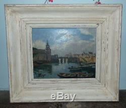 Table Oil Painting On Wood Concarneau By Lucien Seevagen