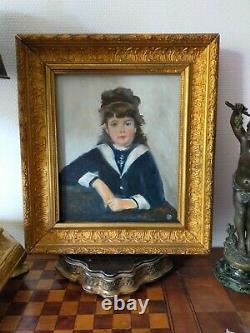 Table Oil Painting Young Girl With Her Sailor Costume