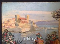 Table Old Beautiful Marine Oil Signed Louis Jacques Vigon (1897-1986) Antibes
