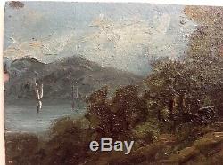 Table Old Nineteenth Impressionist Boat Lake Annecy Savoie Signed A. Gaffinot