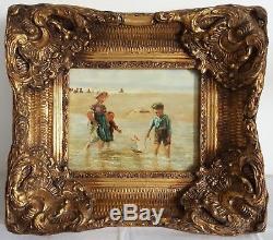 Table Old Oil On Wood Children Beach Frame Mill'd Boards London Nineteenth