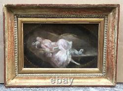 Table Old Woman Reading Oil Intimate Moment Eugene Louis Chayllery Framework