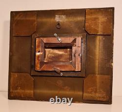 Table, Old wooden/plaster golden frame + Vintage oil painting on canvas