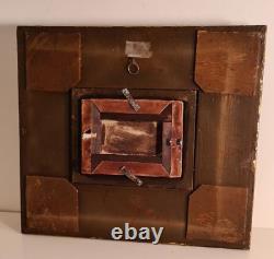 Table, Old wooden/plaster golden frame + Vintage oil painting on canvas