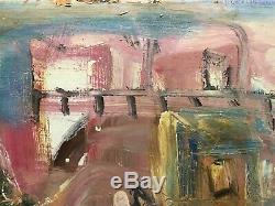 Table Painting Signed 20th Twentieth Carnoty Expressionist Landscape Animated Rare Old