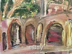 Table Painting Signed 20th Twentieth Carnoty Expressionist Landscape Animated Rare Old