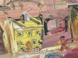 Table Painting Signed 20th Twentieth Carnoty Expressionist Landscape Animated Rare Old