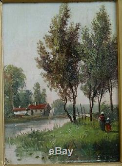 Table Peasant Beside The River Hsp (barbizon School) Late Nineteenth