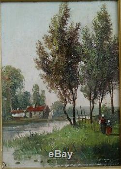 Table Peasant Beside The River Hsp (barbizon School) Late Nineteenth