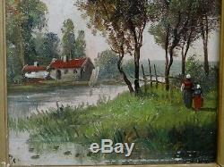 Table Peasant Beside The River Hsp (barbizon School) Late Nineteenth