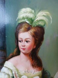 Table / Peinture / Oil On Wood Portrait Young Woman Welcome