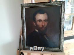 Table Portrait Oil On Wood Xixth 19th Man Panel (eugene Baudin)