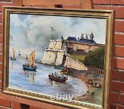 Table Signed. 1972. Citadel De Blaye. Oil Painting On Wood Panel