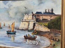 Table Signed. 1972. Citadel De Blaye. Oil Painting On Wood Panel