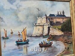 Table Signed. 1972. Citadel De Blaye. Oil Painting On Wood Panel