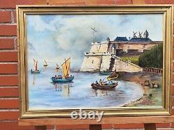 Table Signed. 1972. Citadel De Blaye. Oil Painting On Wood Panel