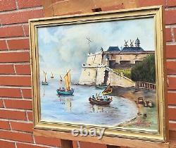Table Signed. 1972. Citadel De Blaye. Oil Painting On Wood Panel
