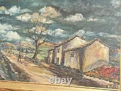 Table Signed A Jauzy. The Martys Aude Road. Oil Painting On Wood Panel