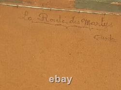 Table Signed A Jauzy. The Martys Aude Road. Oil Painting On Wood Panel