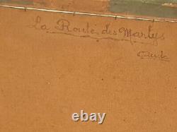Table Signed A Jauzy. The Martys Aude Road. Oil Painting On Wood Panel