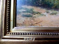 Table Signed Chantron A J Landscape Of Ria Oil On Wood Panel Nantes Hsp