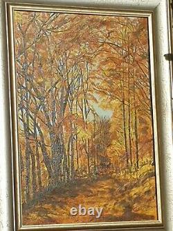 Table Signed Cots 2004. Under Fall Underwood. Oil Painting On Canvas