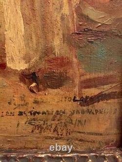 Table Signed Illegible. Oil On Wood. 33x41 Spain. See Photos