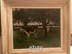 Table Signed Van Marck. Cow To The Close. Oil On Wood. 55x45. See Photos