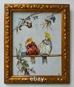 Table With Golden Frame Painting Parrots
