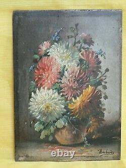 Table XIX Bouquet Of Flower Signe Dubois Oil On Wood 22 X 16 CM