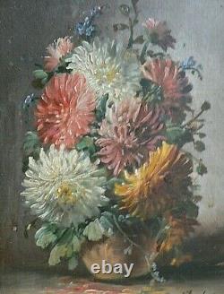 Table XIX Bouquet Of Flower Signe Dubois Oil On Wood 22 X 16 CM