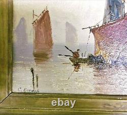 Table XIX Painting/oil/sea Sign Signed C. Kusner, Superb Frame