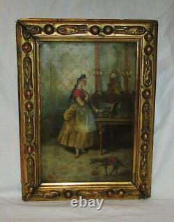 Table Young Women In The Chiene 19th Century Oil On Toile Framework Wood Dore